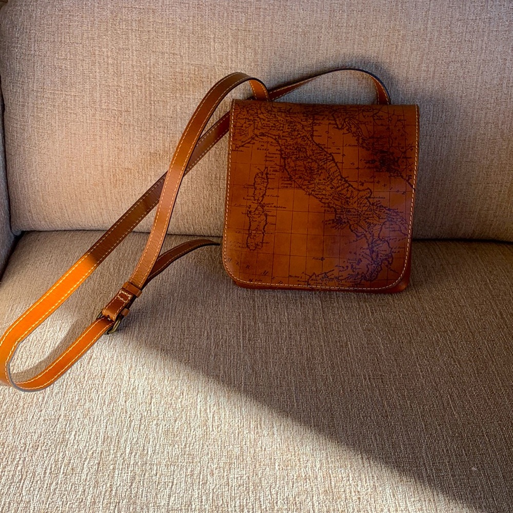 NWOT Patricia Nast crossbody Italian Map leather bag.